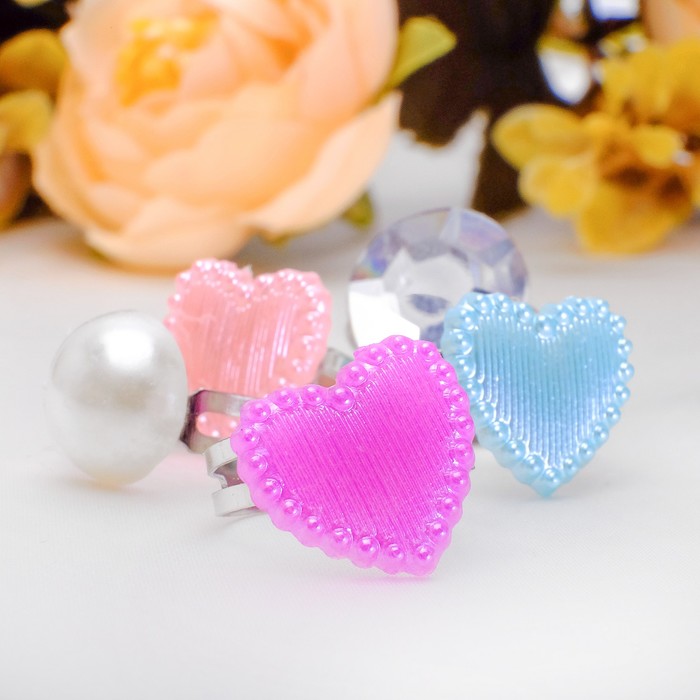 Кольца детские "Сердечки", форма МИКС, цвет МИКС