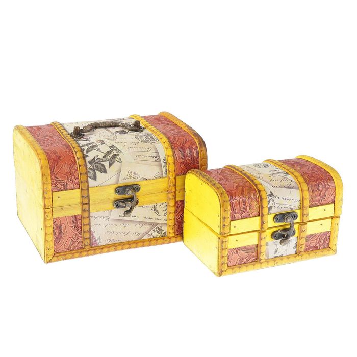 Шкатулка дерево "Любовные письма" набор 2 шт 11,5х18х13,5 9,5х14х9,5 см