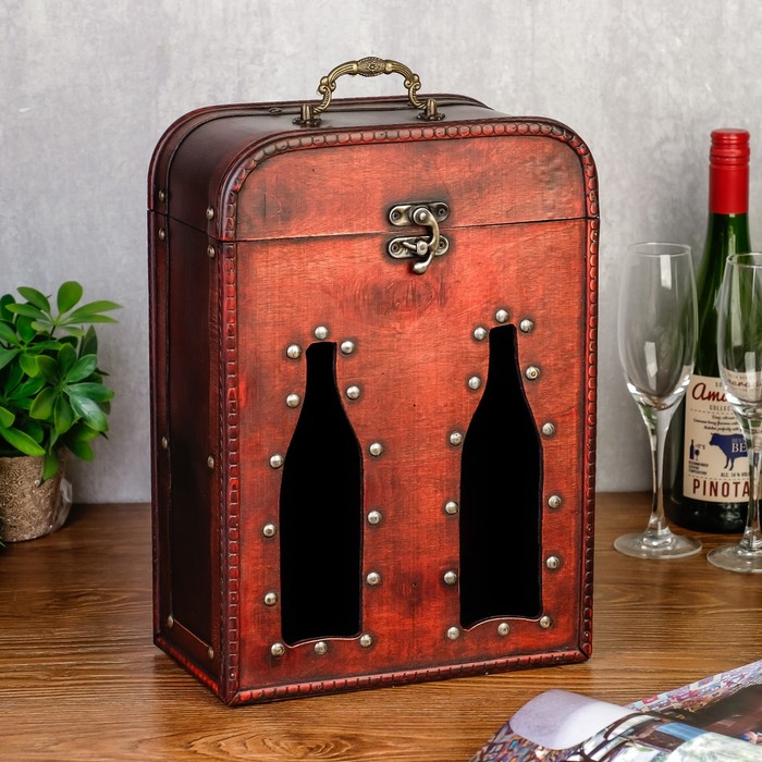 Шкатулка дерево под 2 бутылки "Бутыли" 35,5х25,5х13,5 см