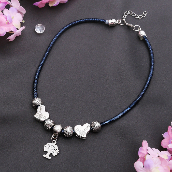 Кулон на декоративной основе "Марджери" дерево, цвет серебро в синем, 35см