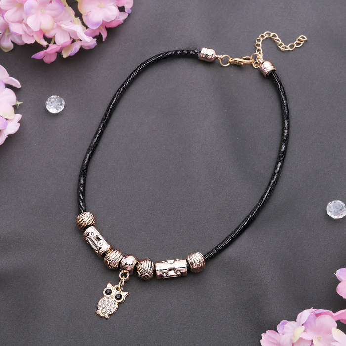 Кулон на декоративной основе "Марджери" сова, цвет золото в чёрном, 35см