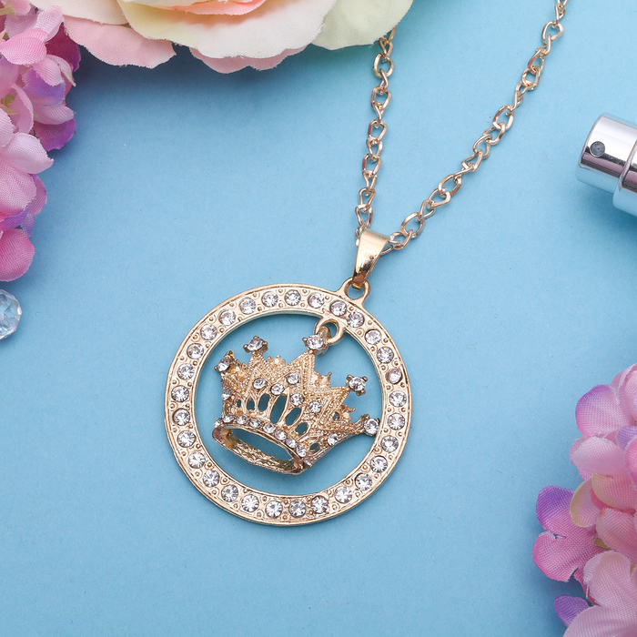 Кулон "Бьюти" корона, цвет белый в золоте, 70см