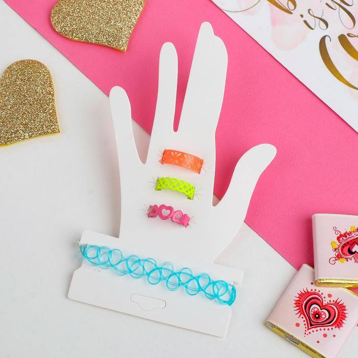 Набор детский "Стиляжечка" плетеные кольца, 4 предмета: браслет, 3 кольца, форма МИКС, цвет МИКС