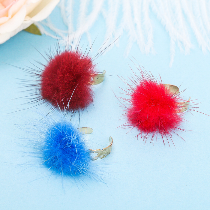 Набор 3 предмета: чокер, 2 кольца: "Джесси" пушистик, цвет МИКС