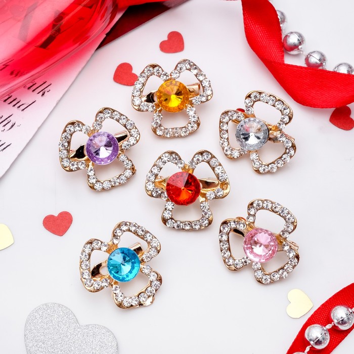 Брошь "Ассорти" романтика, цвет МИКС в золоте