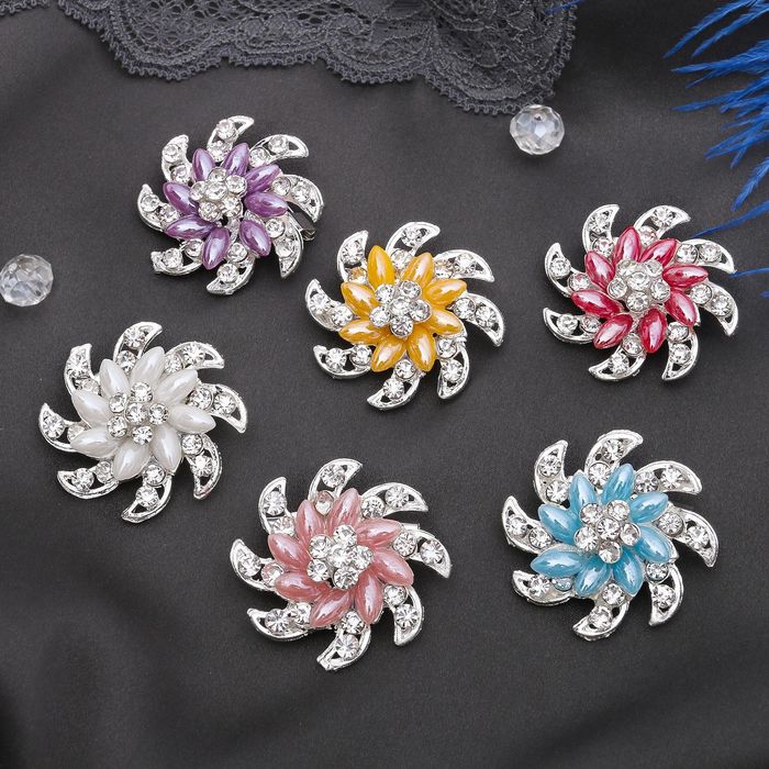 Брошь "Ассорти" цветок бумеранг, цвет МИКС