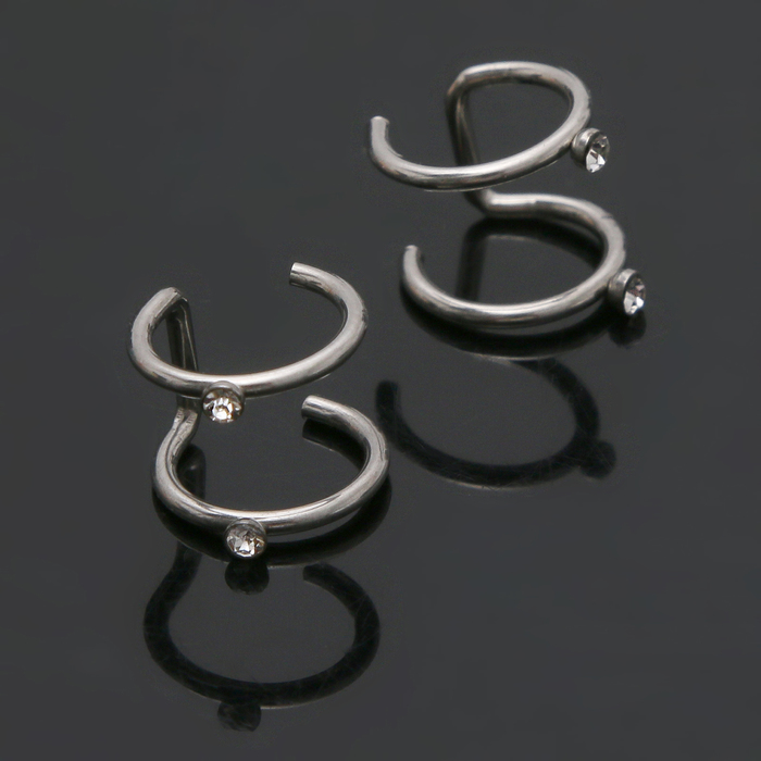 Пирсинг (плаг) "Дуга" со стразинкой, цвет белый в серебре, фас 20 шт