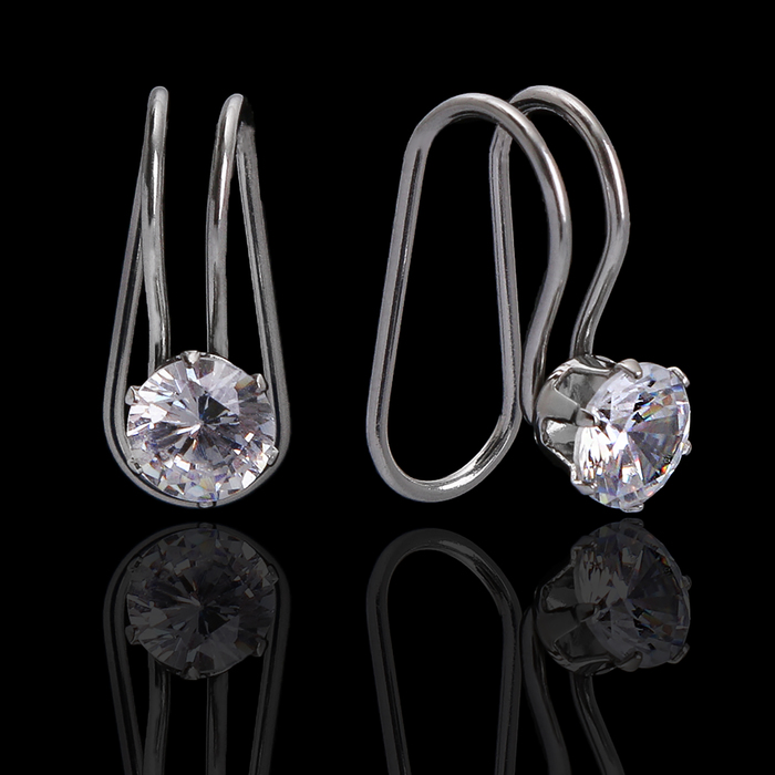 Пирсинг (плаг) "Стразинка", цвет белый в серебре, фас 12 шт