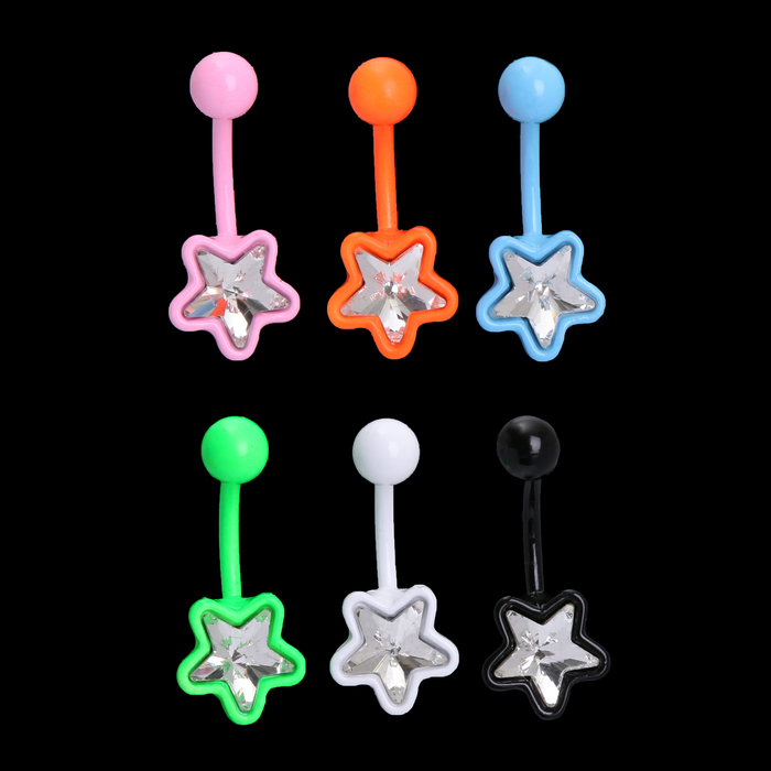 Пирсинг в пупок "Банан" цветок, цвет МИКС, фас 6 шт