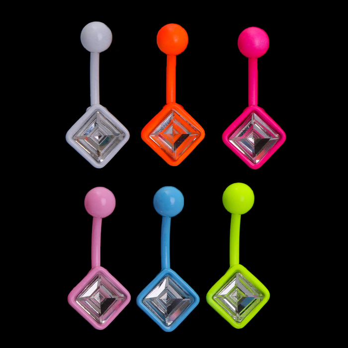 Пирсинг в пупок "Банан" ромб, цвет МИКС, фас 6 шт