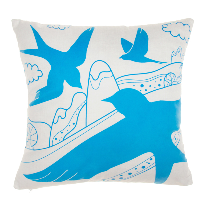 Наволочка декоративная "Ласточки" 40х40 см, 100% п/э велюр