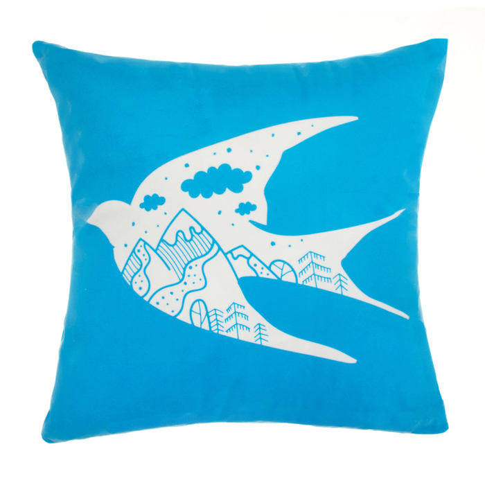 Наволочка декоративная "Ласточка" 40х40 см, 100% п/э велюр