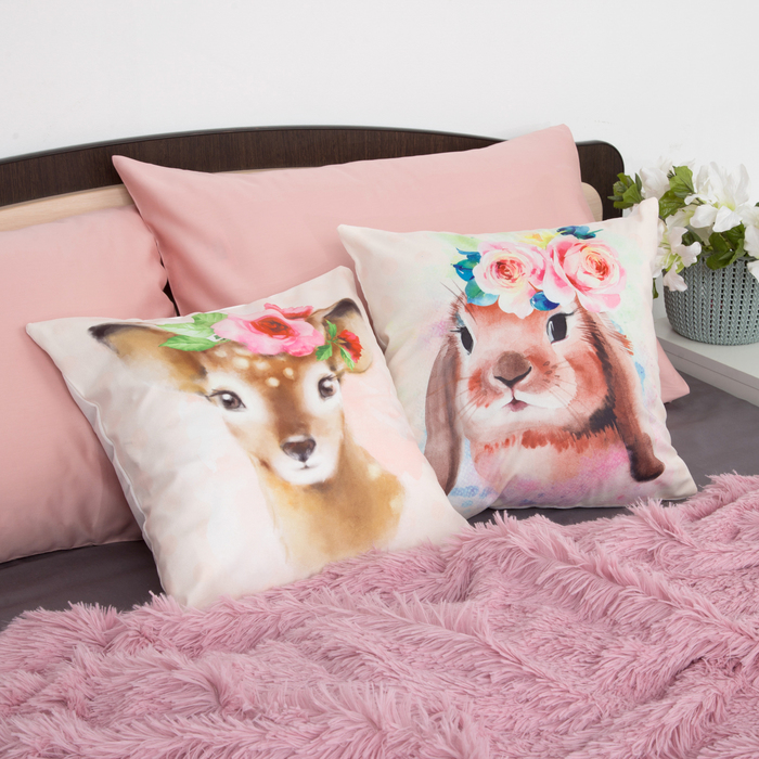 Наволочка декоративная "Олененок" 40х40 см, 100% п/э велюр