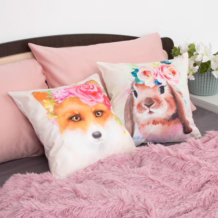 Наволочка декоративная "Лиса" 40х40 см, 100% п/э велюр