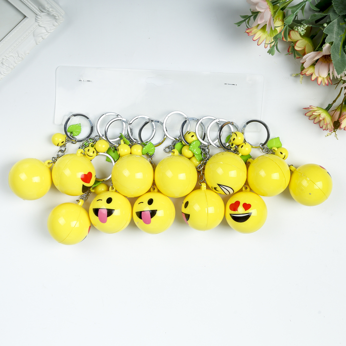 Брелок пластик висюльки "Смайл-шар" МИКС 8,5х4х4 см