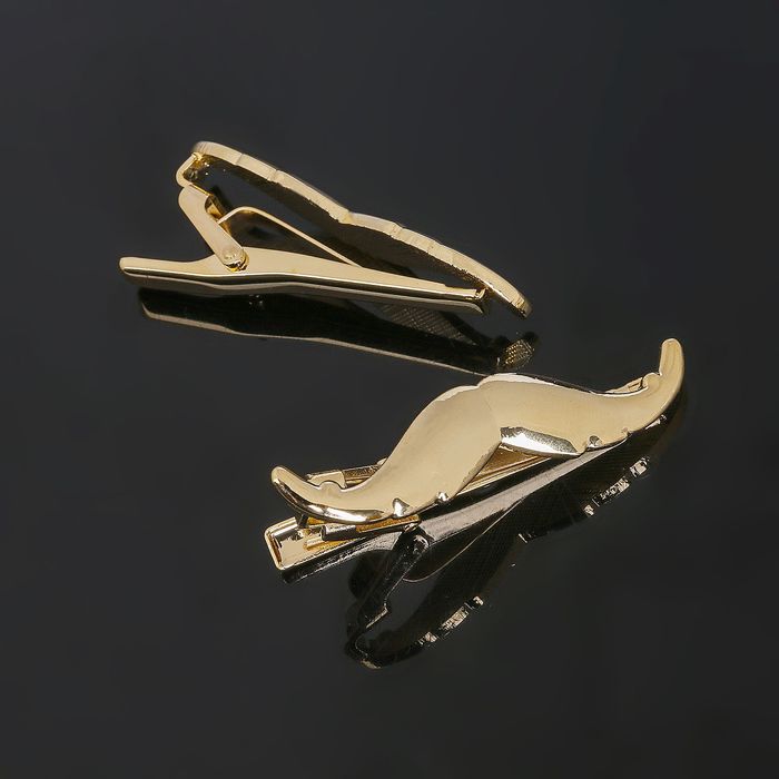 Зажим для галстука стальной "Классический" усы, цвет золотой