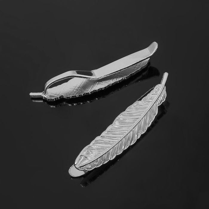 Зажим для галстука стальной "Классический" перо, цвет серебряный