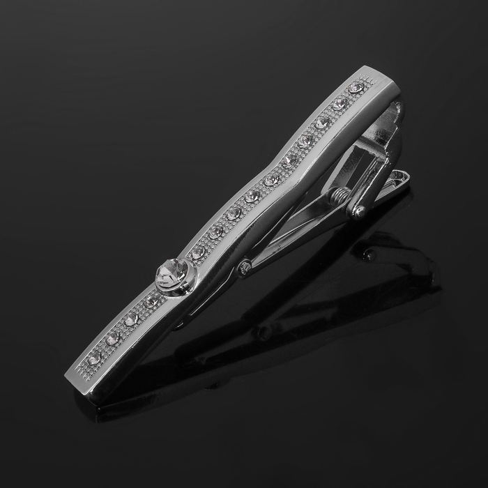 Зажим для галстука стальной "Классический" сверкающий, цвет серебристо-белый