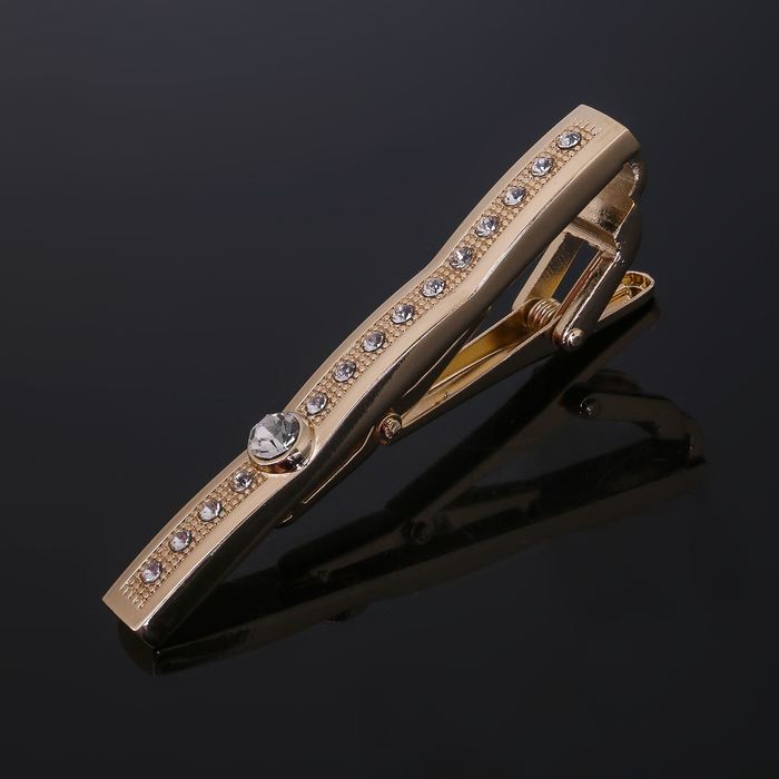 Зажим для галстука стальной "Классический" сверкающий, цвет золотисто-белый