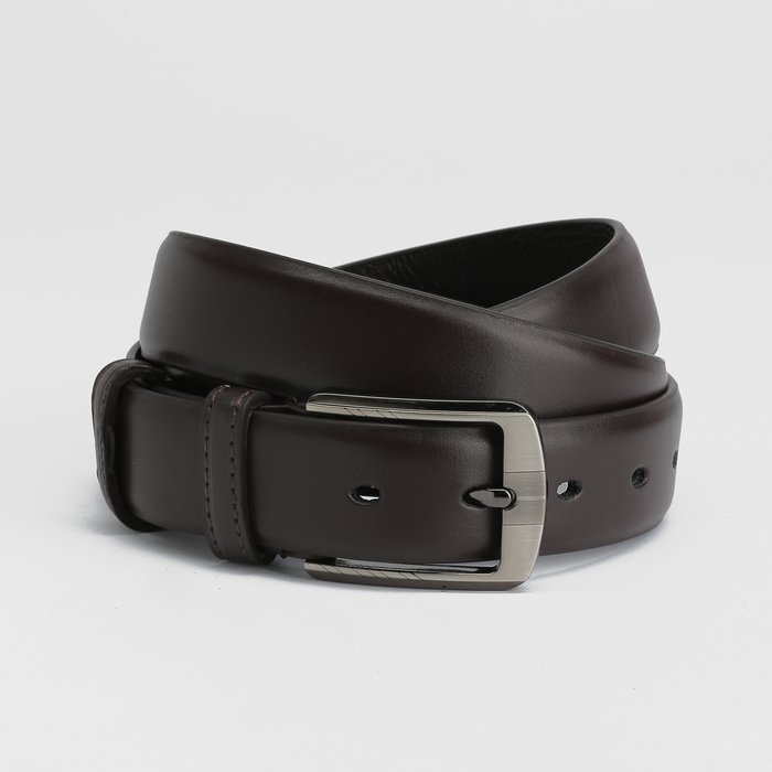 Ремень мужской, винт, пряжка металл, цвет кофейный