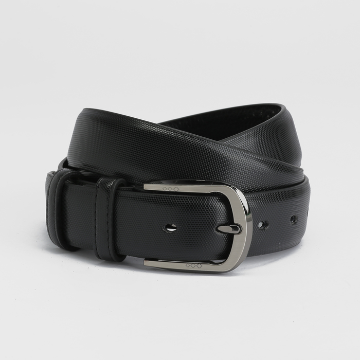 Ремень мужской, пряжка тёмный металл, ширина - 3 см, цвет чёрный