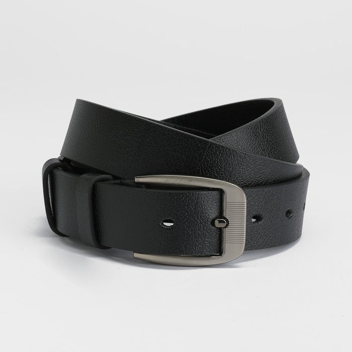 Ремень мужской, пряжка тёмный металл, ширина - 3 см, цвет чёрный
