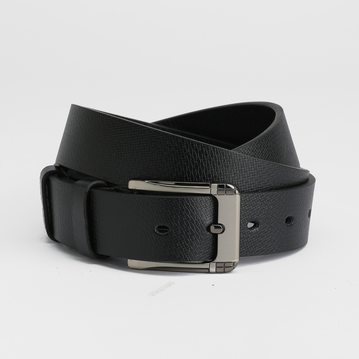Ремень мужской, пряжка тёмный металл, ширина - 3 см, цвет чёрный