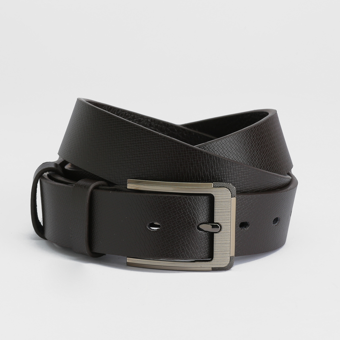 Ремень мужской, пряжка тёмный металл, ширина - 3 см, цвет кофе