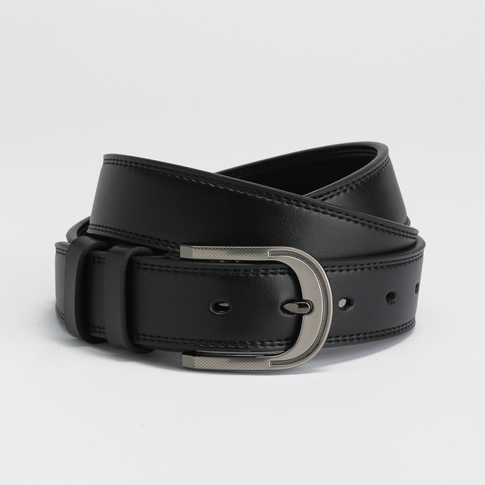 Ремень мужской, пряжка тёмный металл, цвет чёрный