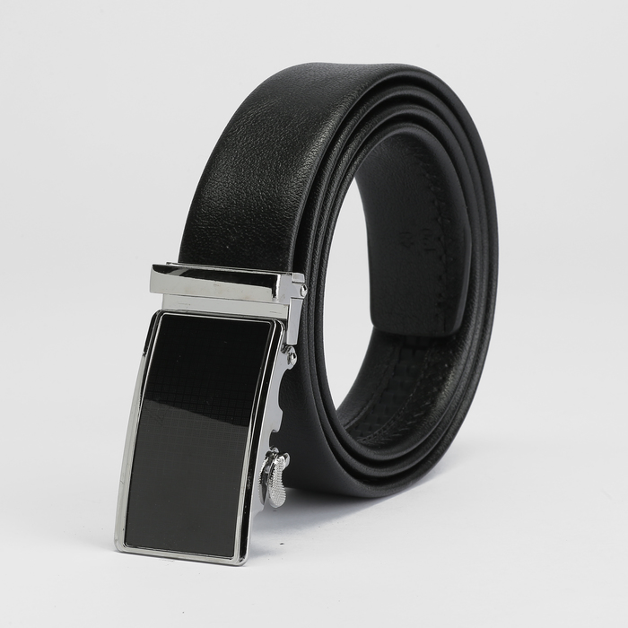 Ремень мужской, пряжка - автомат металл, ширина - 3,5 см, цвет чёрный