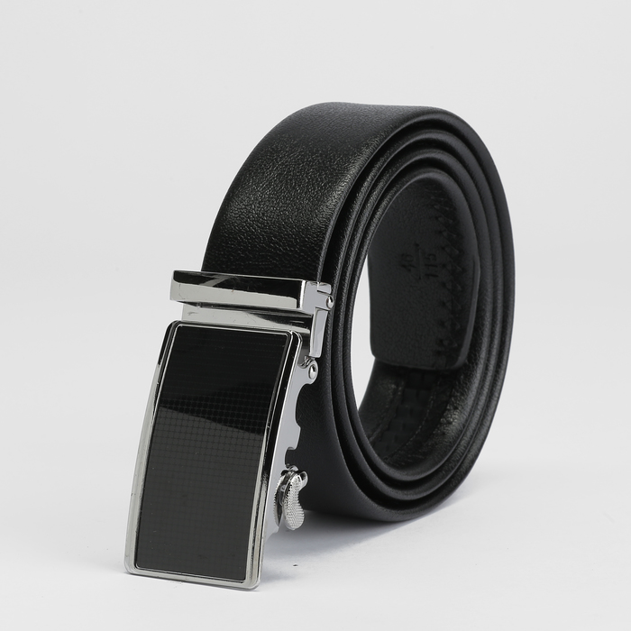 Ремень мужской, пряжка - автомат металл, ширина - 3,5 см, цвет чёрный