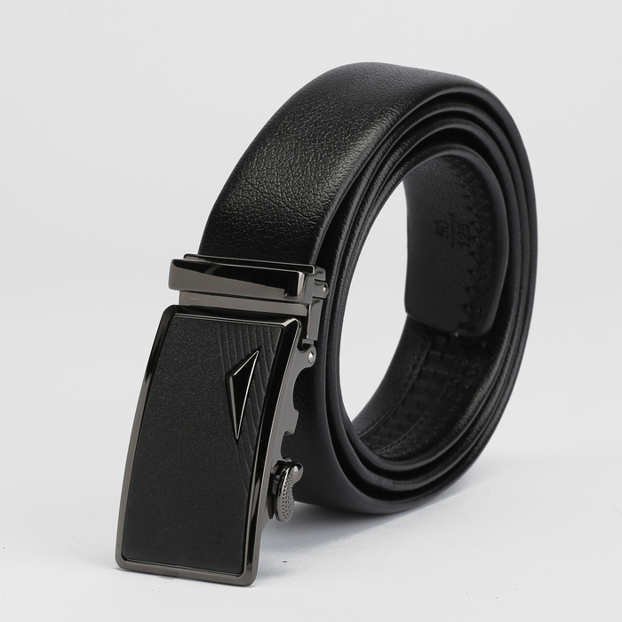 Ремень мужской, пряжка - автомат металл, ширина - 3,5 см, цвет чёрный
