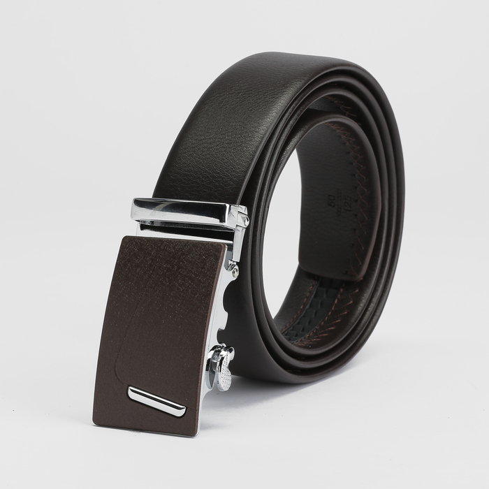 Ремень мужской, пряжка - автомат металл, ширина - 3,5 см, цвет кофе