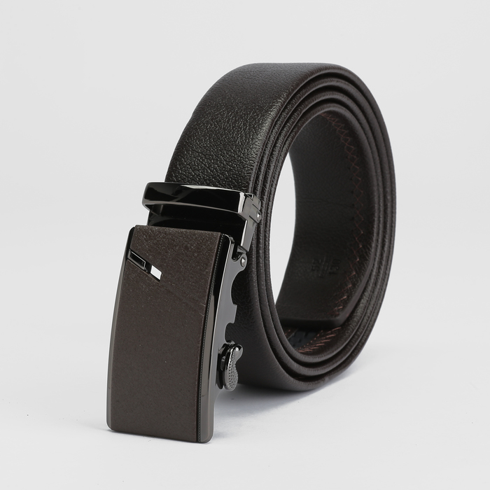 Ремень мужской, пряжка - автомат металл, ширина - 3,5 см, цвет кофе