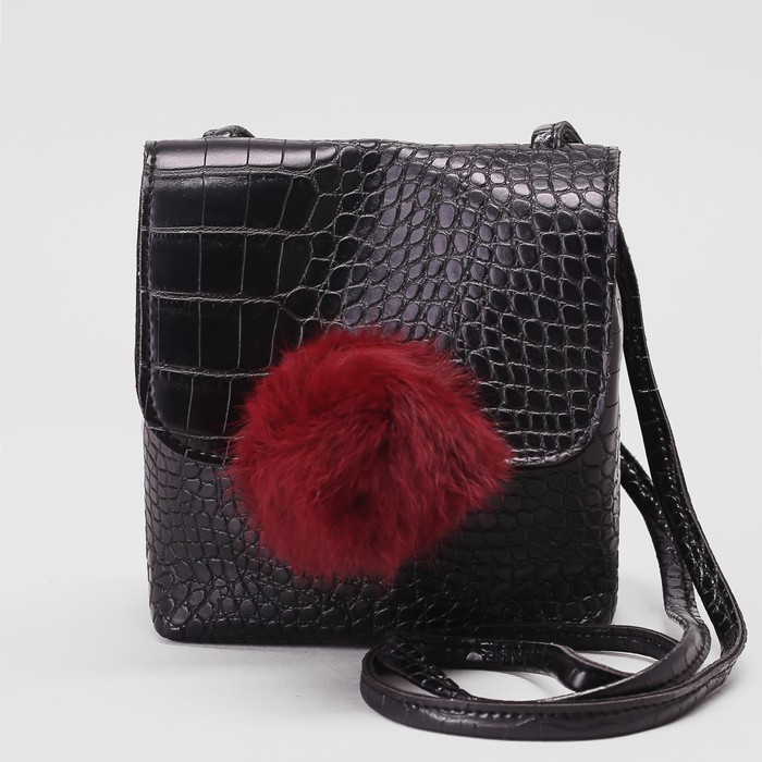 Сумка женская, отдел на клапане, длинный ремень, цвет чёрный