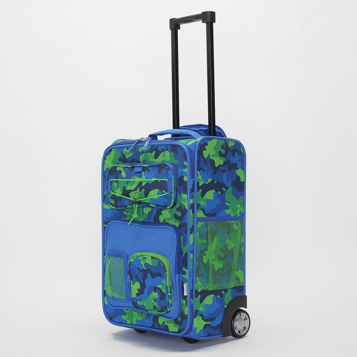 Чемодан малый, 20", 32 л, 1 отдел, 4 наружных кармана, 2 колеса, цвет синий