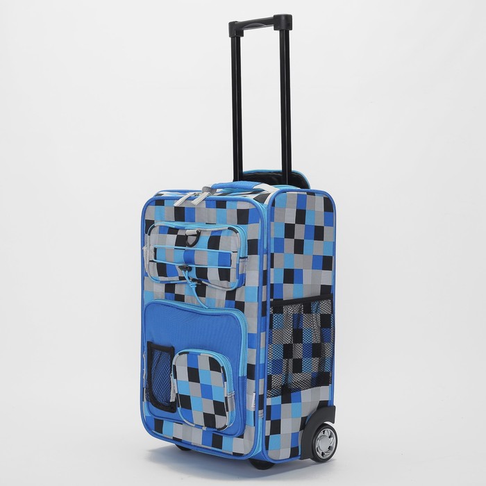 Чемодан малый, 20", 32 л, 1 отдел, 4 наружных кармана, 2 колеса, цвет синий