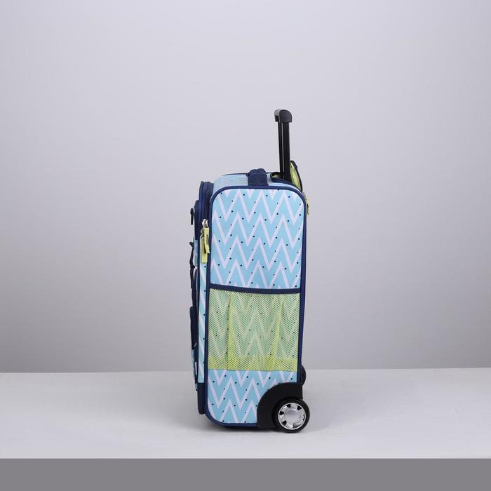 Чемодан малый, 20", 32 л, 1 отдел, 4 наружных кармана, 2 колеса, цвет голубой