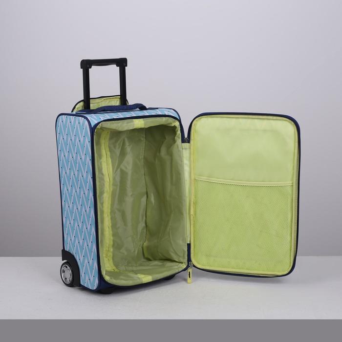 Чемодан малый, 20", 32 л, 1 отдел, 4 наружных кармана, 2 колеса, цвет голубой