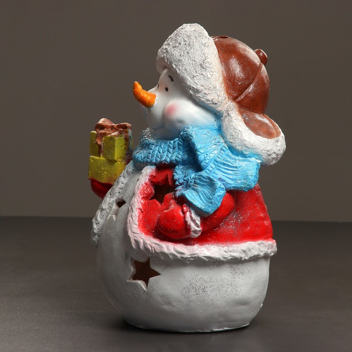 Статуэтка "Снеговик-подсвечник" с блестками 45см.