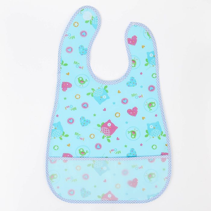 Нагрудник непромокаемый «Совушки» для мальчиков, с карманом, на липучке