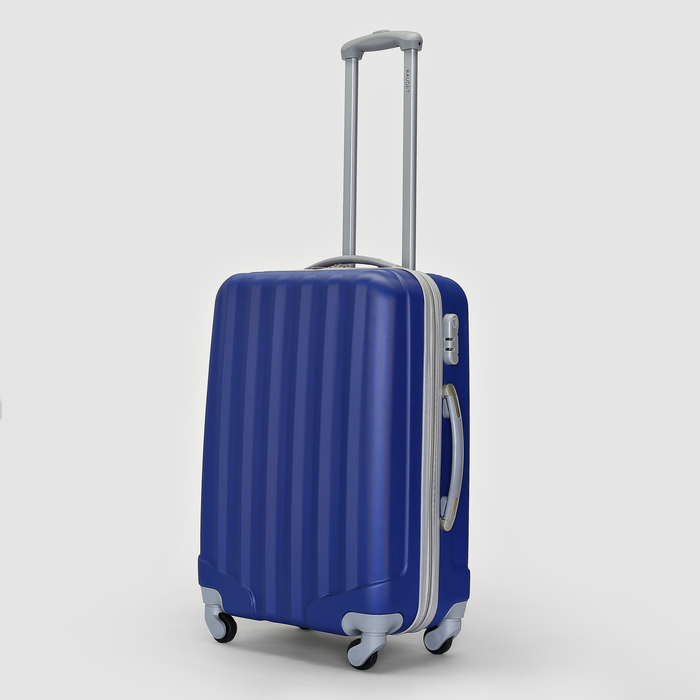 Чемодан средний, 24", 61 л, 4 колеса, кодовый замок, цвет тёмно-синий