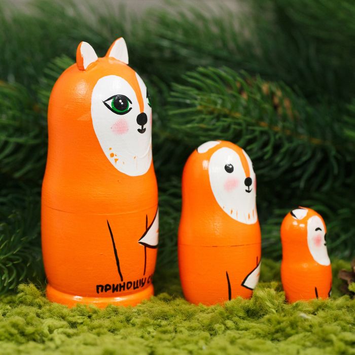 Матрешка 3 кукольная "Лисичка" 11см