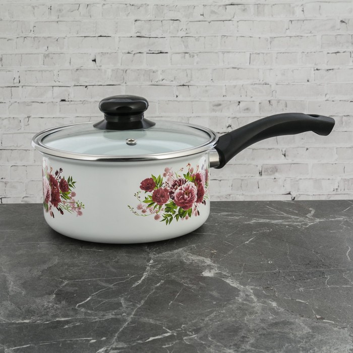 Ковш 1,5 л, стеклянная крышка, МИКС УЦЕНКА