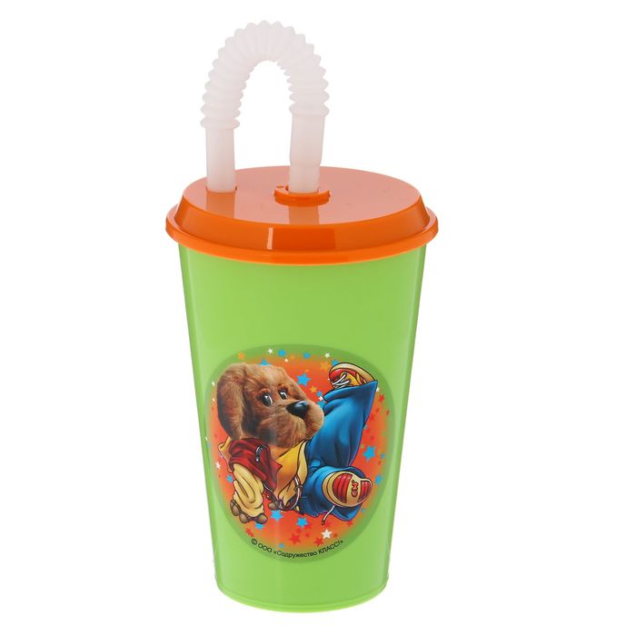 Бокал 500 мл "Филя брейк" с крышкой и трубочкой, цвет салатовый
