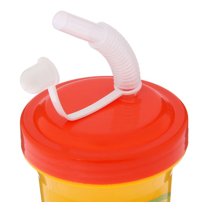 Фляга 400 мл "Степашка в Париже" с крышкой на винте и трубочкой, цвет жёлтый