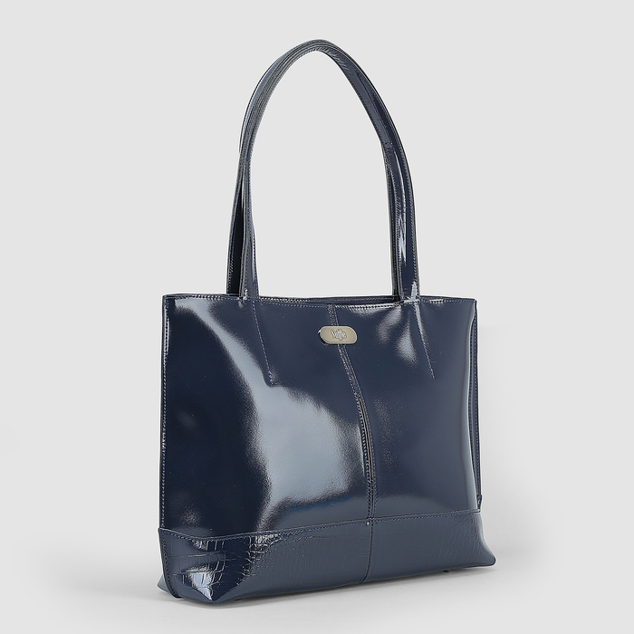 Сумка женская на молнии, 1 отдел, наружный карман, длинный ремень, цвет тёмно-синий