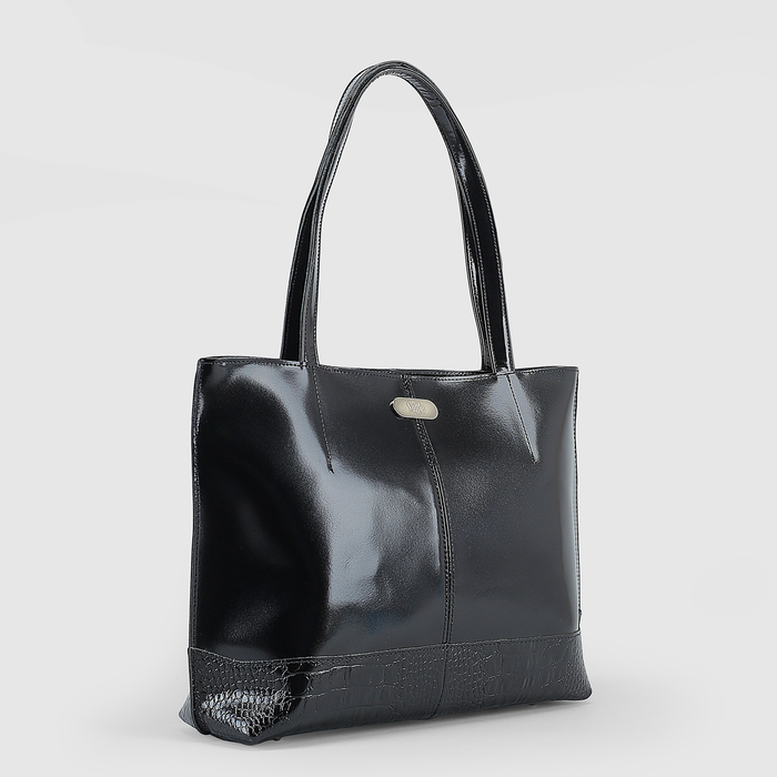 Сумка женская, отдел на молнии, наружный карман, гладкий шик/кайман, цвет чёрный