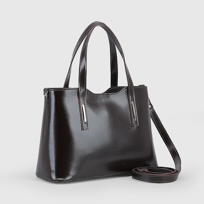 Сумка женская на молнии, отдел с перегородкой, наружный карман, длинный ремень, цвет коричневый гладкий шик