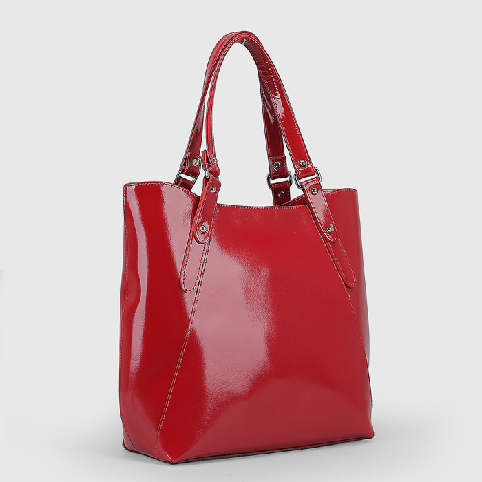 Сумка женская на молнии, отдел с перегородкой, наружный карман, цвет красный гладкий шик